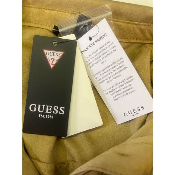 Guess Faux Suede Mustard Tan Long  Sleeve Button Up Cowgirl Western Dress Size S - Picture 5 of 8